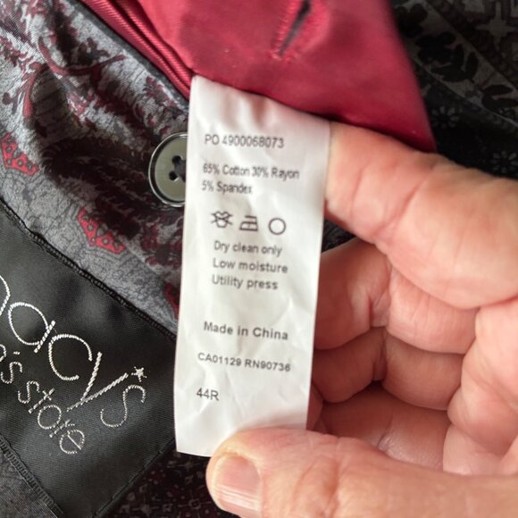 Tallia Men’s 44R Black Tuxedo Blazer w/Faux Leather Shawl Collar Formal Party - Picture 8 of 8